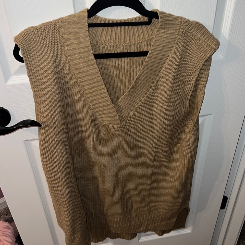 Tan sleeveless sweater